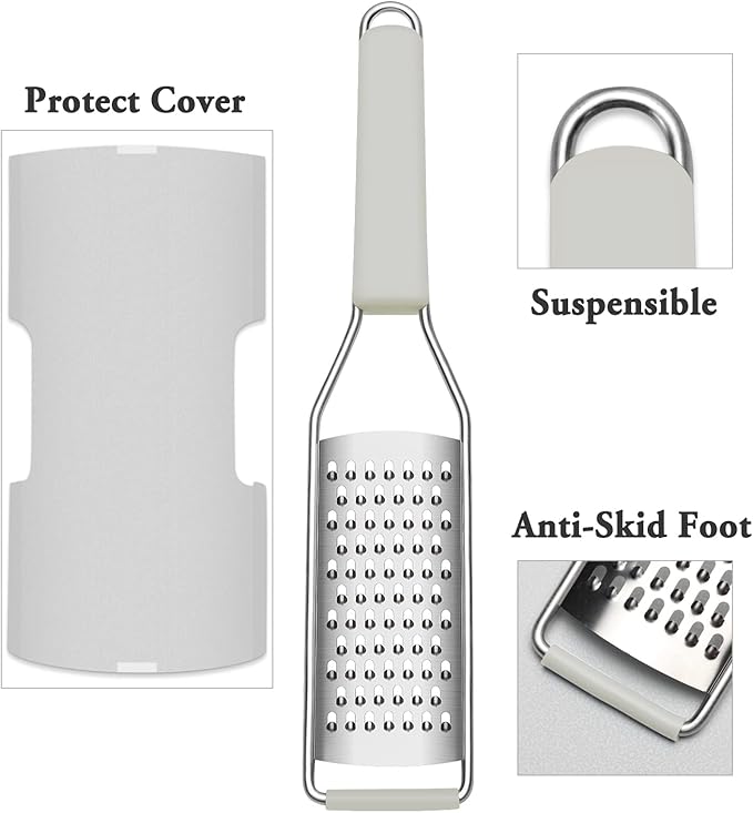 Cambom Lemon Zester Grater Three-piece Suit - Heavy Duty Kitchen Tool for Parmesan Cheese, Ginger, Garlic, Nutmeg, Chocolate, Vegetables,Fruits,Stainless Steel Grater Dishwasher Safe Clear