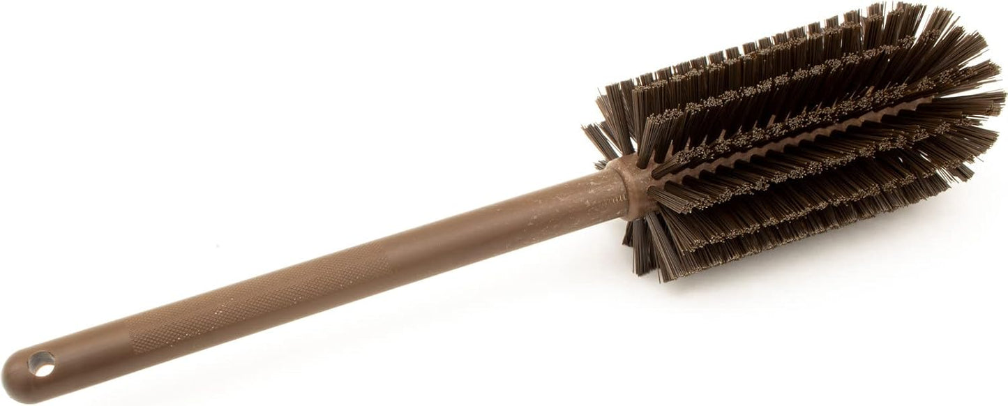 SPARTA Large Water Bottle Brush Ideal for Wide-Mouth Jars, Bottles and Tumblers, Dishwashing Tool with Handle for Home and Commercial Kitchens, Plastic, 16 Inches, Brown, (Pack of 4)