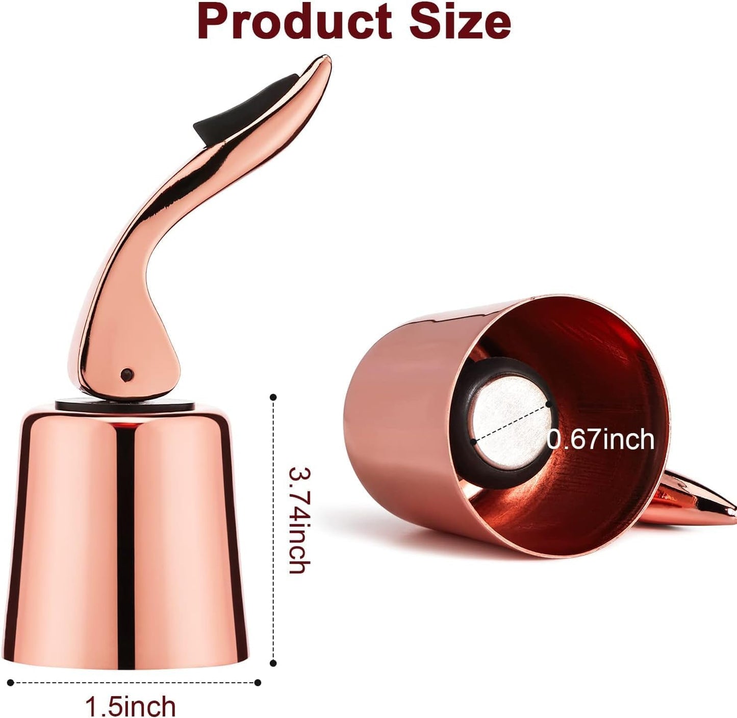 Wine Stoppers for Wine Bottles with Stainless Steel Vacuum Wine Bottle Stopper with Silicone Reusable Wine Corks, Leak proof Keep Fresh Suitable for Red&White Bottle (Rosegold, 3 Pack)