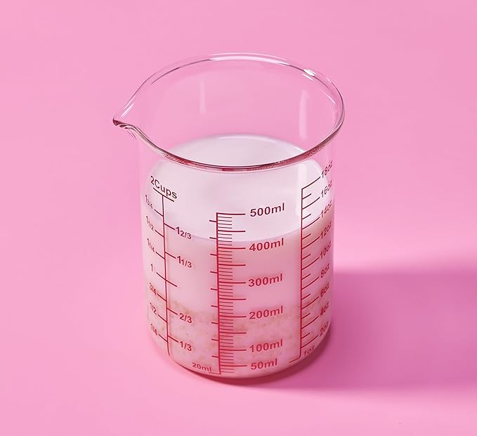 High Borosilicate Glass Measuring Cup-V-Shaped Spout,Glass Measuring Beaker for Kitchen or Restaurant, Easy to Read, 500 ML (16 Oz, 2 Cup)