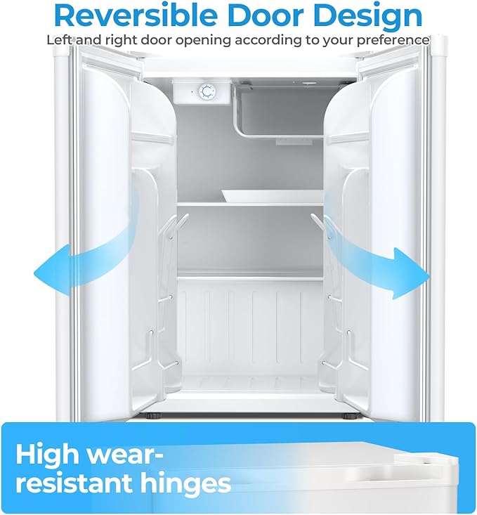 Antarctic Star 2.56 Cu.Ft. Mini Fridge with Freezer, Small Refrigerators with Adjustable Thermostat, Low Noise, Energy Saving, Compact Refrigerators for College Dorm, Office, Bedroom, Apartment, White
