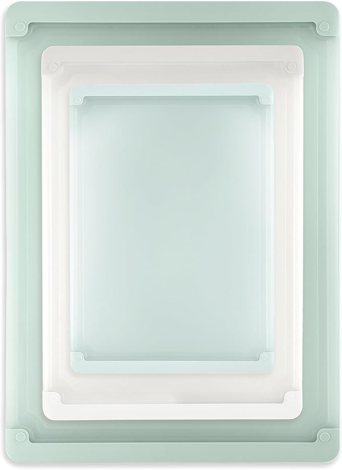 COOK WITH COLOR Extra Large Cutting Board Set, Jumbo-Sized Boards with Rubber Border for Enhanced Cooking Experience, 3-Piece, Mint