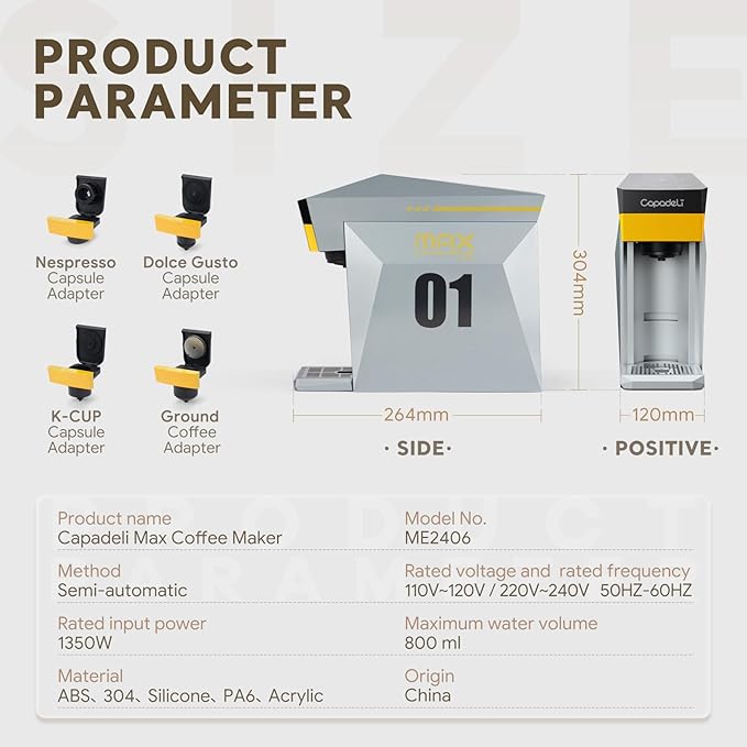 4 in 1 Single Serve Coffee Maker,Fast Brew in 1 minute 19Bar Pump Coffee Machine for K*Cup/NES*presso/Ground Coffee/Do'lce Gusto,with 27oz Removable Water Reservior, Espresso Coffee Machine, (Orange)