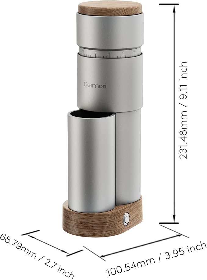 wirsh Burr Coffee Grinder, Portable Electric Coffee Grinder Geimori T38 Plus with 38mm 6-Core Conical Burr,Stepless Grind Settings from Fine to Coarse for Espresso,Drip,French Press,Home&Travel Use