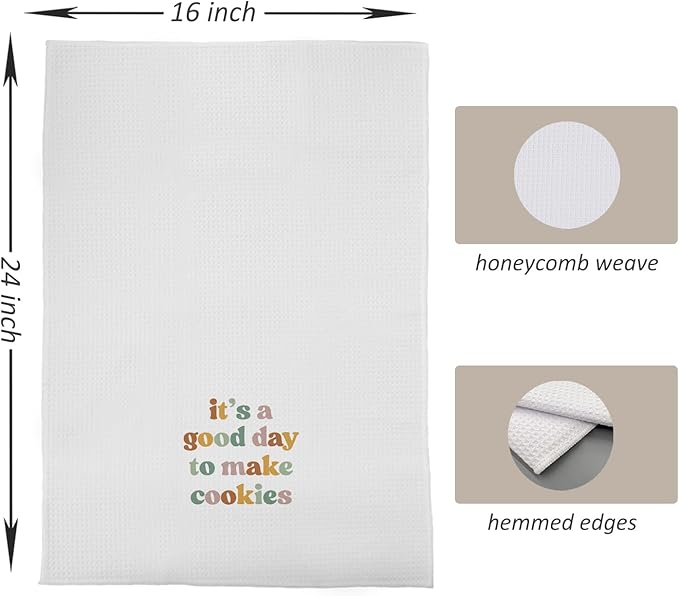 Baking Gifts Kitchen Towels, Gifts for Bakers Cookie Lovers Cooks Dish Tea Towel for Kitchen Baking, It's a Good Day to Make Cookies Hand Towels, 16x24