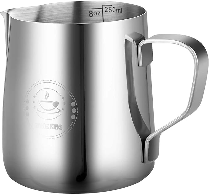 250ml Stainless Steel Milk Frothing Pitcher – Espresso Steaming Pitchers 8 Oz, Precision Pouring for Perfect Latte Art, Frother cup, Coffee Cappuccino Jug
