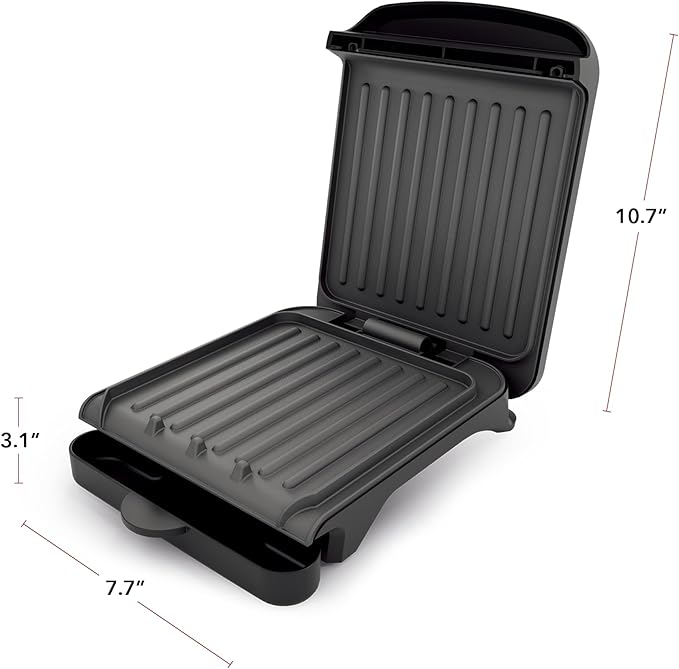 OVENTE 2-Serving Electric Indoor Grill & Panini Press with Easy Clean Non-Stick Plate Coating, Opens 180 Degrees, 8.15" x 7.4" Space Saving Design, 750W Contact Grill for Burgers & More, Black GP222B