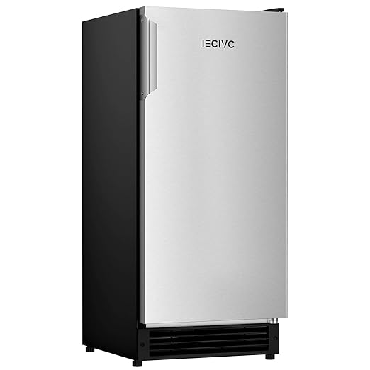 Under Counter Crescent Ice Maker Machine, 15'' W Drainless Built-in Ice Maker, 25 LBS/Day with 22 LBS Storage Bin, Perfect for Commercial Home Bar, No Drain