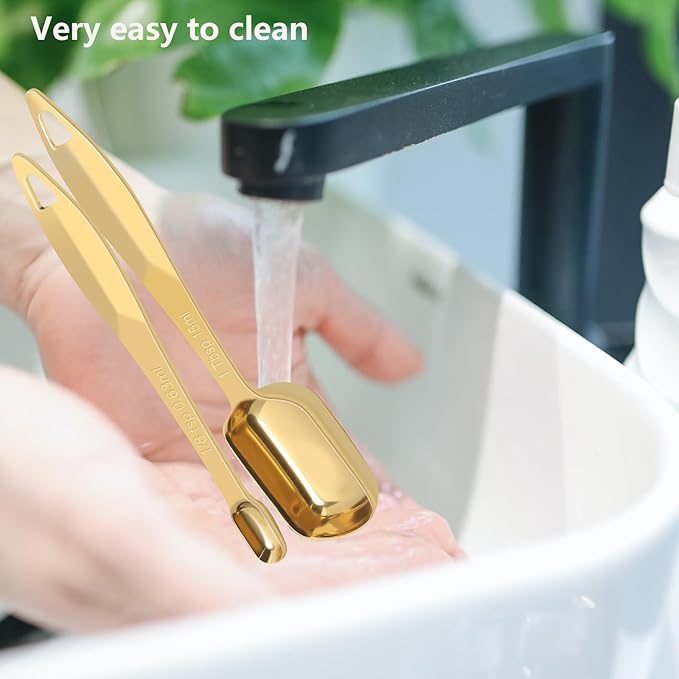2 Pcs 3/4 Teaspoon(| 3.75 mL | 3/4 Tsp | 1/4 Tbsp | 3.75 cc | 1/8 oz) Stainless Steel Single Measuring Spoon, Long Handle Metal Measuring Spoon, Kitchen Gadgets for Cooking & Baking(Gold)