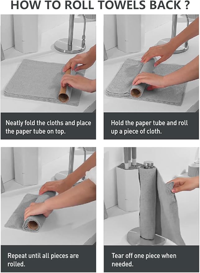 Fantasticlean Microfiber Cleaning Cloth Roll -40 Pack, Tear Away Microfiber Towels, 12" x 12", Reusable, Washable, Scratch Free, Ultra Absorbent Dishcloth for Car, Home Supplies, Pet, Kitchen (White)