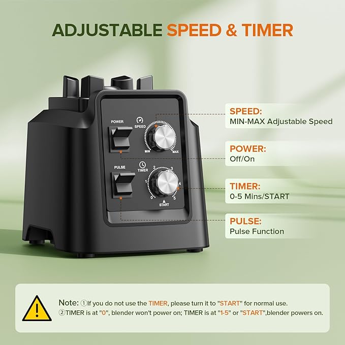 Blender for Smoothies, Blender with 68Oz. Pitcher & 20Oz. Grinder, 28000 RPM Blenders for Kitchen, Ice Crushing, Frozen Fruits, Blending, Black