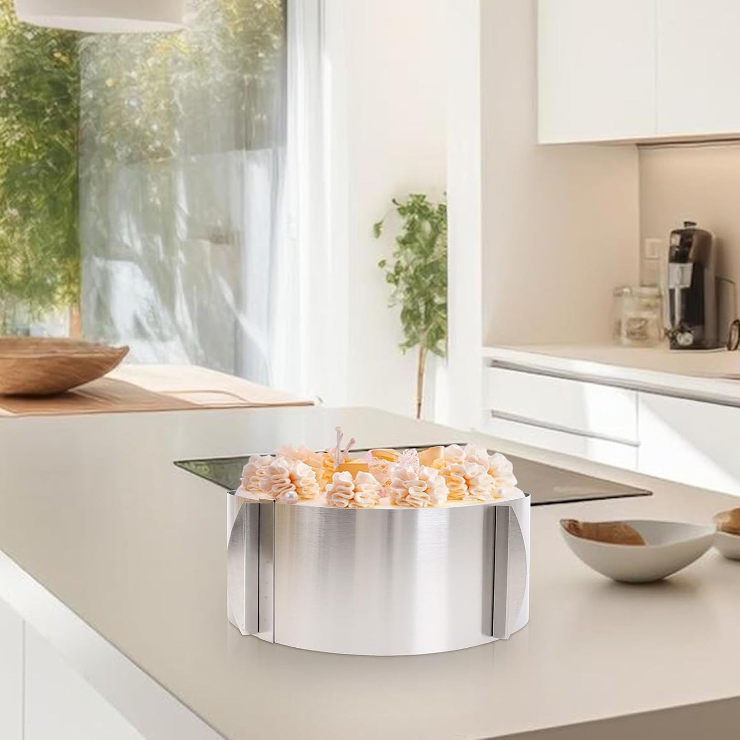 2 Pcs 6-12 Inch Adjustable Cake Mold Ring, 5.91'' High, 6 to 12'' Adjustable Cake Ring Cake Baking Supplies Baking Rings Round Stainless Steel Bakeware Tools with Scaling DIY Baking Mold Tool