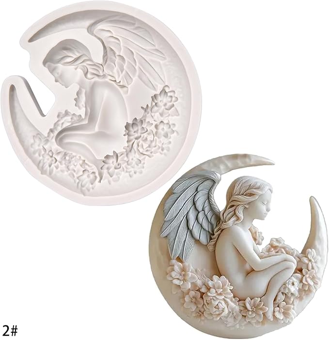 (Four-piece set) Moon angel, wing girl angel, DIY silicone mold, cake chocolate mold wedding cake decoration