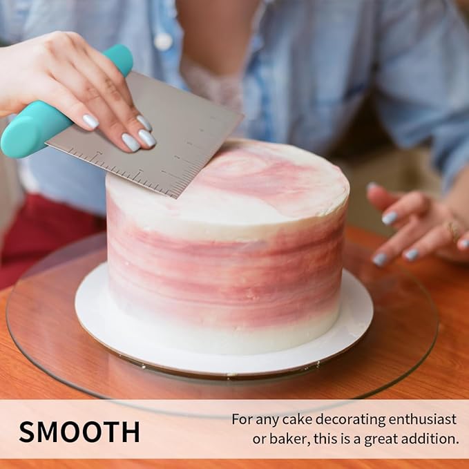 4TH Bench Scraper - Professional Stainless Steel Dough&Pastry Cutter, Multi-Purpose Kitchen Essential Gadget, Food-Safe Chopping Board Aid, Perfect Home Baking Culinary Tool - Turquoise