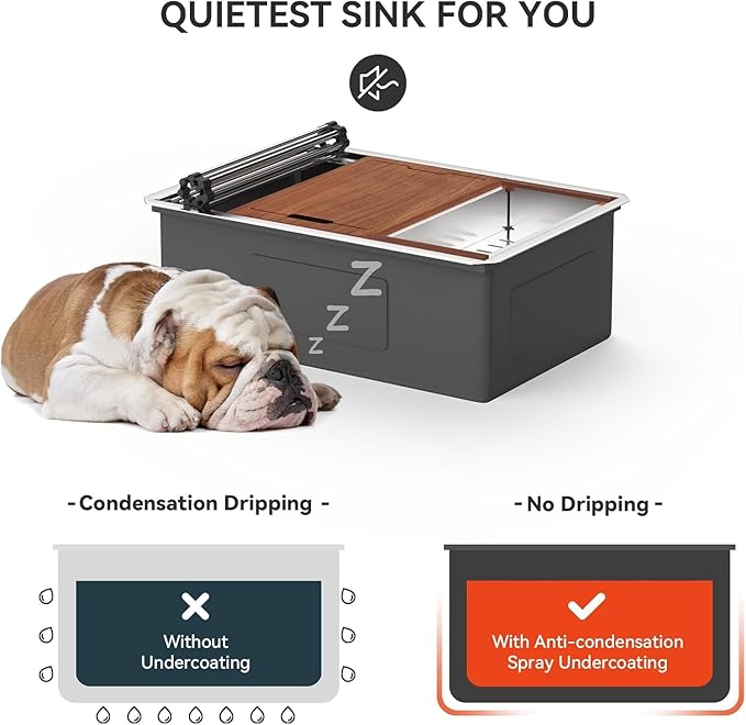 Lordear 28 Undermount Kitchen Sink Stainless Steel 16 Gauge Under Counter Workstation Sink Single Bowl 304 Stainless Steel One Basin Handmade Sinks