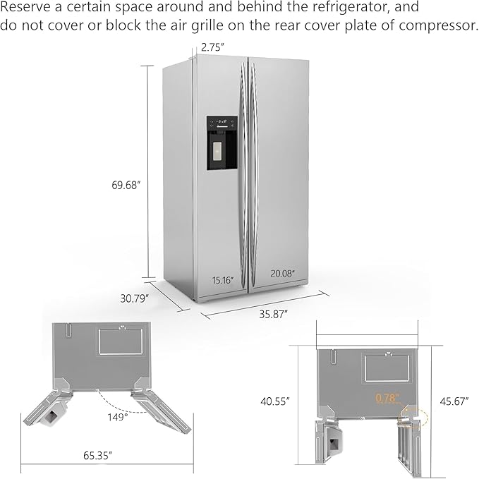 2025 Upgrade 20 Cu.ft. Large Refrigerator Fridge, 2 French Door Stainless Steel with Water Dispensor, Ice Maker for the Kitchen, Home