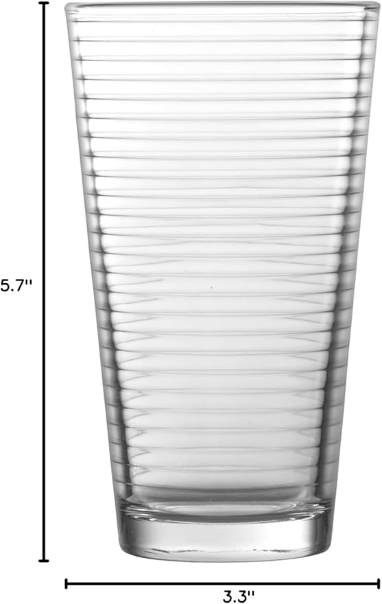 Fortessa Basics Arcade Beverage Everyday Glass, 14.25 Ounce, Set of 12