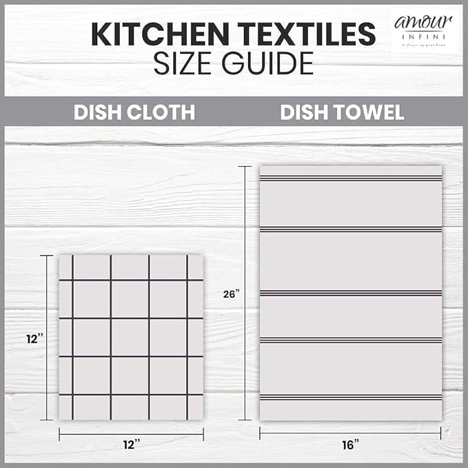 AMOUR INFINI Kitchen Towels Pack of 4 - Absorbent, Quick Drying Premium Cotton Tea Towel - Kitchen Linens 16x28 Inch Dish Towels with Hanging Loop (Yellow)