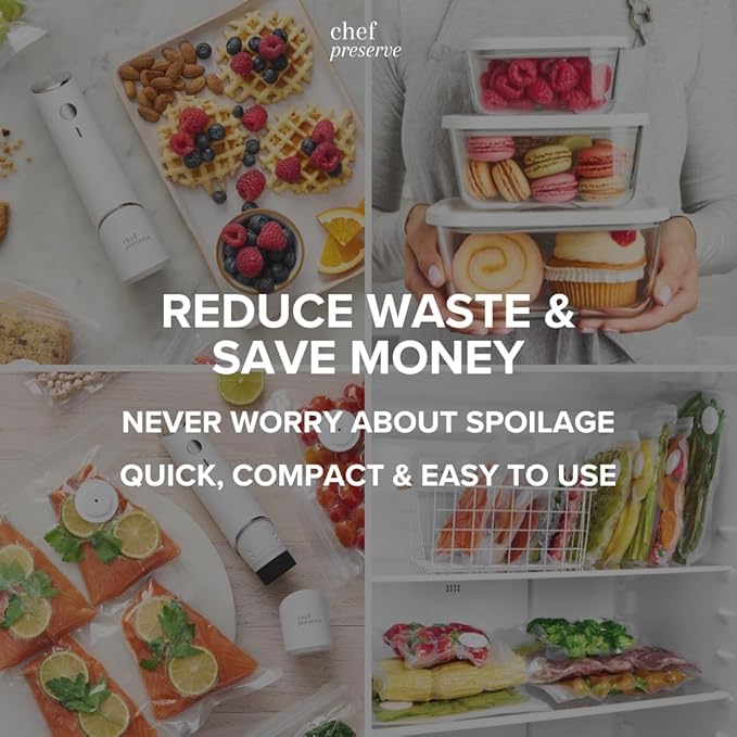Chef Preserve Medium Glass Vacuum Seal Container – Vacuum Sealed for Food Storage – Leak-Proof Vacuum Sealer Container with Pump – BPA-Free, Microwave, Freezer, and Dishwasher Safe