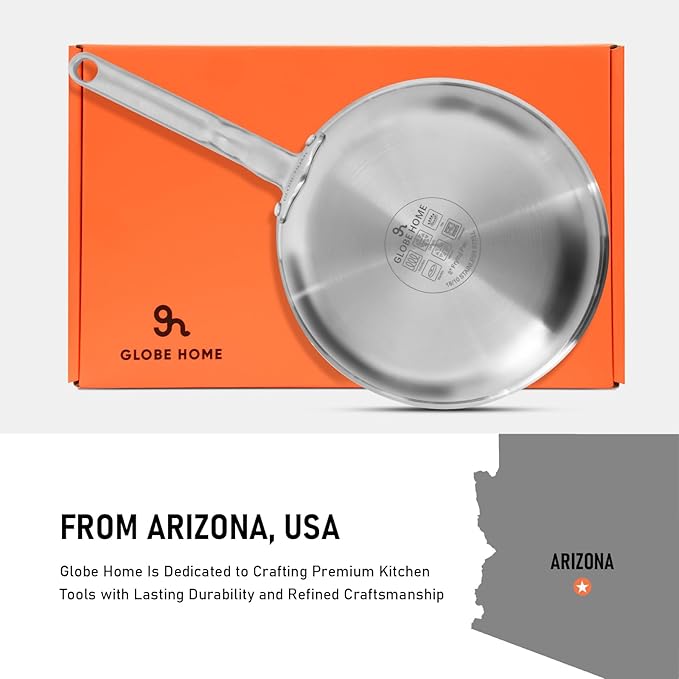 8 Inch Mini Stainless Steel Frying Pan - 5 Ply Stainless Clad Skillet with Aluminum Core, Durable and Even Heating, Professional Cookware for Induction, All Stoves, Oven and Dishwasher Safe