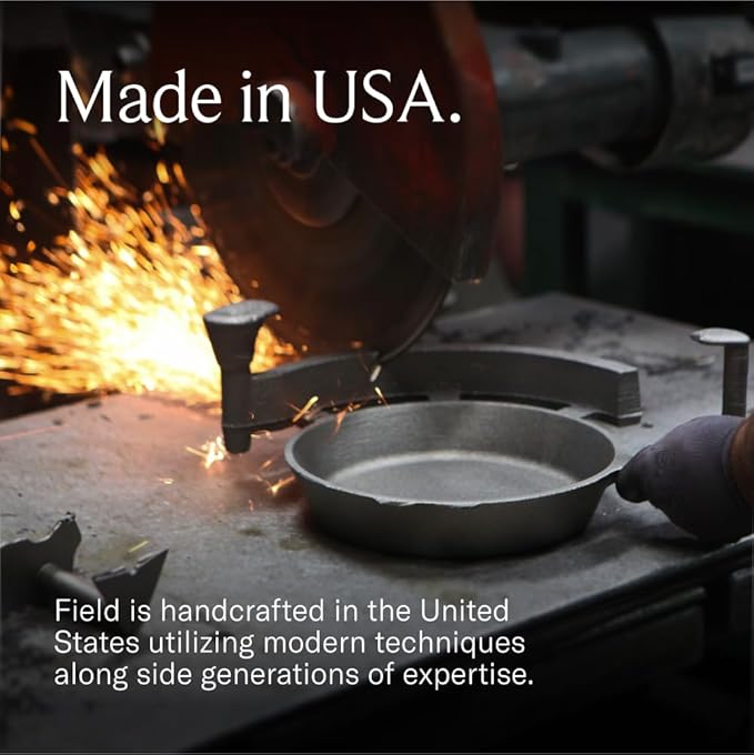 Field Company 13.37 Inch (Extra Large) Cast Iron Skillet – No.12, Perfect for 6-8 Servings, Lightweight & Smooth, Preseasoned with Organic Oil – Made in USA, Non-Toxic, Vintage Design