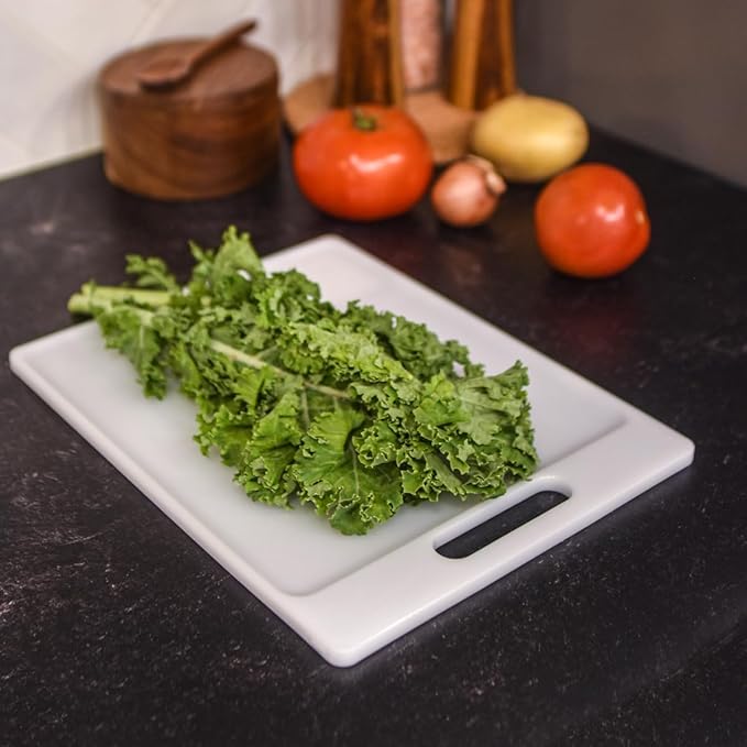 Dexas NSF Polysafe Cutting Board with Handle, 8.5 by 11 inches, White