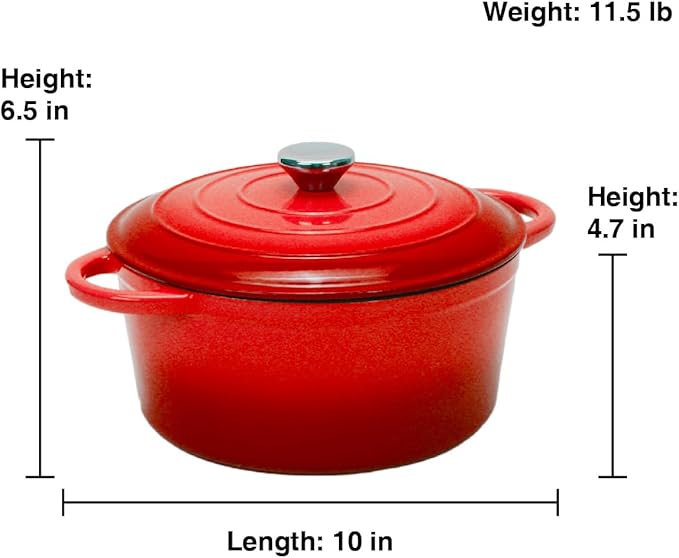 5QT Enameled Cast Iron Bread Oven with Proofing Basket for Bread Baking, Bread Making Supplies Tools,Heavy-Duty Cookware for Braising, Stews, Roasting, Bread Baking (Red)