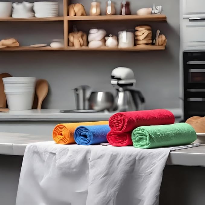 MF Premium White Flour Sack Towels 12-Pack, 28x28 Inch – 100% Cotton Kitchen Tea Towels for Baking, Cleaning, Cooking & Drying – Ultra Soft, Lint-Free, Absorbent & Reusable Dish Cloths