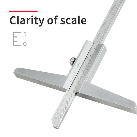 0-200mm Depth Caliper (Bridge Length 150mm) Extended Bridge-Type Stainless Steel Measuring Tool High Precision ±0.02mm Dual Scale (mm/inch) DRINYOUNG(Depth Ruler 200 Long (Bridge Length 150))