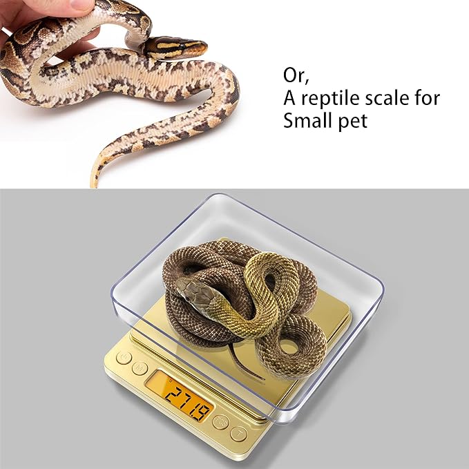 Fuzion Digital Kitchen Scale, 3000g/0.1g Precision Scale with 2 Trays, Small Mini Scales Digital Gram and Oz, Reptile Scale, Digital Coffee Scale, Lab Scale with Tare Function, LCD Display