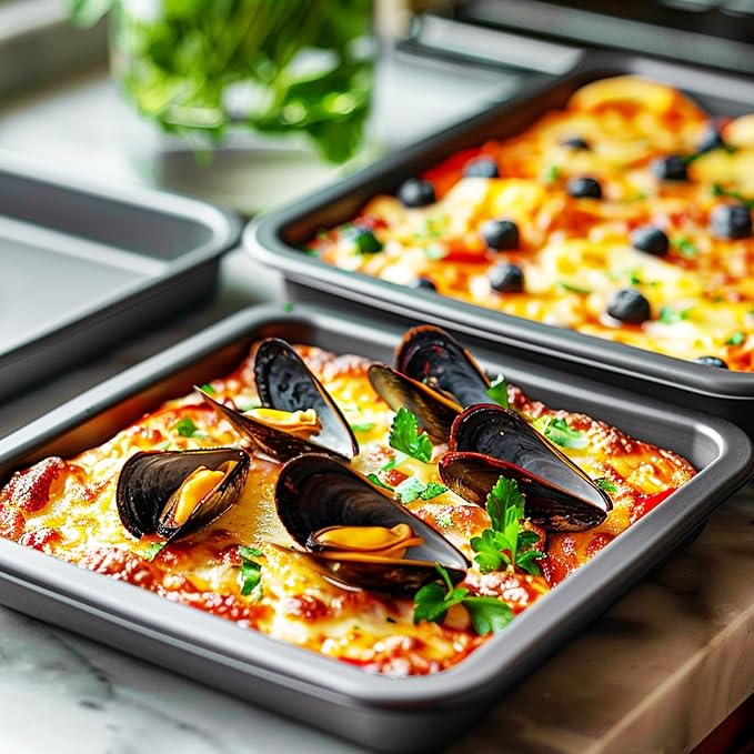 Baking Pans Set, 5-Piece Nonstick Bakeware Sets with Round/Square Cake Pan, Muffin Loaf Roast Pan, Baking Sheets for Oven, Kitchen Cookware Sets Baking Tray Baking Supplies, Black