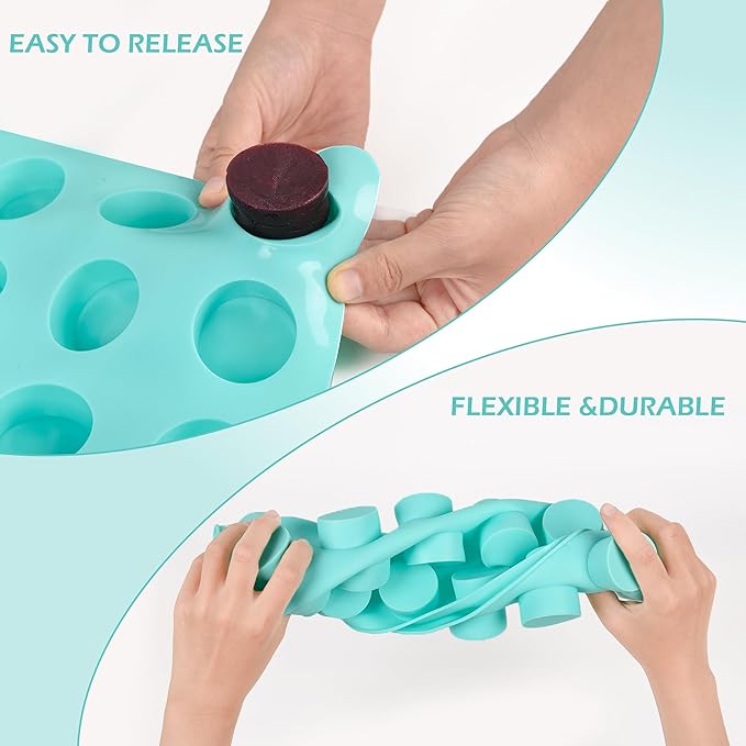 3Pcs Cake Puck Mold Set,2 Different Sizes Chocolate Covered Cake Silicone Molds, 24-Cavity&12-Cavity Round Cake Pop Molds with 2 Spatulas for DIY Cake Cores, Chocolate Desserts,Cakepucks