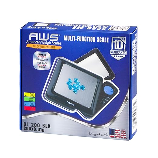 American Weigh Scales Blade Series 200g x 0.01g Digital Pocket Scale 0.01g Accuracy | Precision Mini Scale, Small Digital Gram Scale for Kitchen, Gold, Gems & Coin Scale, Smart Digital & Compact Scale