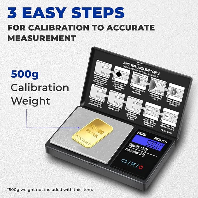 American Weigh Scales Series Digital Pocket Weight Scale 600g x 0.1g |Digital Gram Scale Small Scale Mini Food Scale Jewelry Scale Ounces/Grains Scale, Easy to Carry (Black, 1000g x 0.1g)