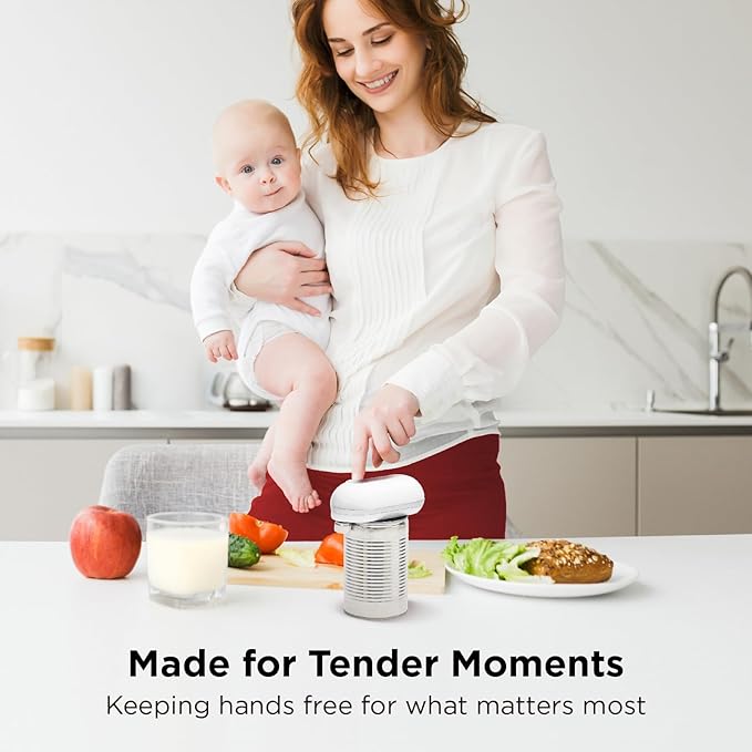 Kitchen Mama Mini Plus Rechargeable Electric Can Opener: USB-C Charging, Hands-Free, Auto Stop, Compact, Cordless, Smooth Edge - Perfect for Seniors with Arthritis, Home, and Travel (White)