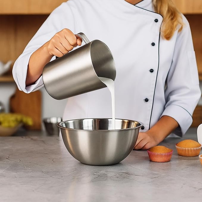 Stainless Steel Measuring Cup with Handle and Pour Lip, 2000ml 70OZ Metal Pitcher with Oz And ML Marking, Heavy-Duty Milk Frothing Jug for Coffee Latte Art, Commercial and Home Kitchen