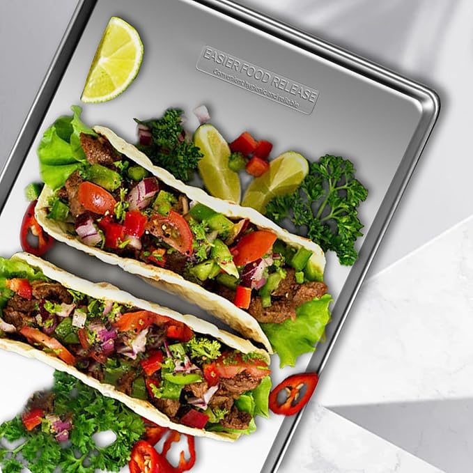 3 sets(18/16/12)Piece Stainless Steel Baking Pan Set – Heavy Duty, Non-Stick, Oven Safe, Perfect for Cakes, Cookies & Roasts,Commercial Cookie Trays, Oven & Dishwasher Safe - Rustproof & Durable