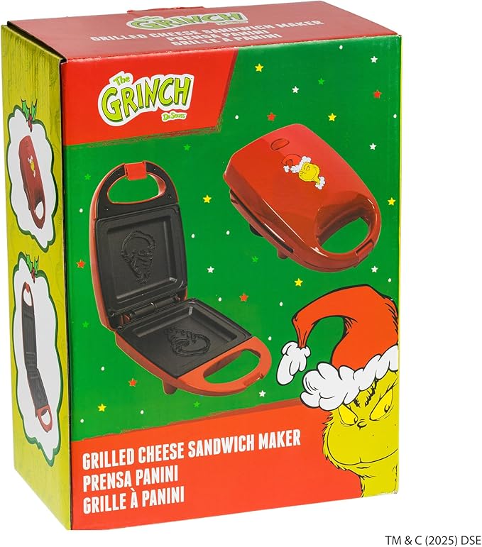 Uncanny Brands Dr. Seuss The Grinch Single Sandwich Maker - Dr. Seuss Kitchen Appliance
