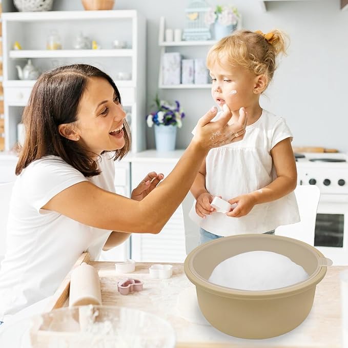 4Pcs Stackable Silicone Pizza Dough Proofing Containers with Lids,Pizza Dough Proofing Box | Make 12" Pizzas 700ml(4Pcs Beige)