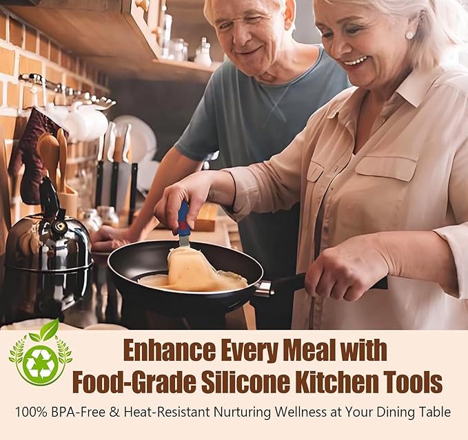 Silicone Spatula Turner Set of 3, Heat Resistant Large Wide Spatula for Pancake, Silicone Fish Spatulas Flipper for Cooking & Non-stick Cookware, BPA Free Rubber Cooking Untensil Set