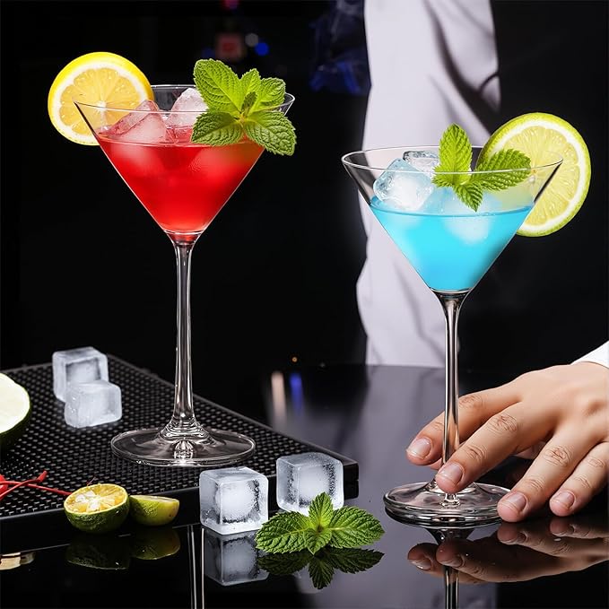 KAMMAK Martini Glasses Set of 2, 8oz Crystal Coupe Glasses, Classic Cocktail Glassware for Margarita, Manhattan, Modern Bar Drinkware for Party, Beach, Anniversary