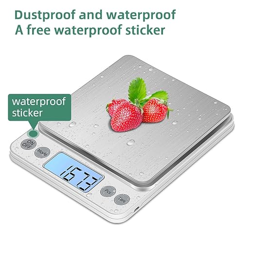 Upgraded Larger Size Digital Food Scale Weight Grams and OZ, 5kg/0.1g Kitchen Scale for Cooking Baking, High Precision Electronic Scale with LCD Display