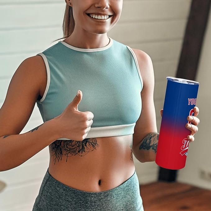 Custom Tumbler Stainless Steel Cup Personalized Baseball Vacuum Insulation Travel Mug Add Your Name Number Fans Gift for Baseball Fans