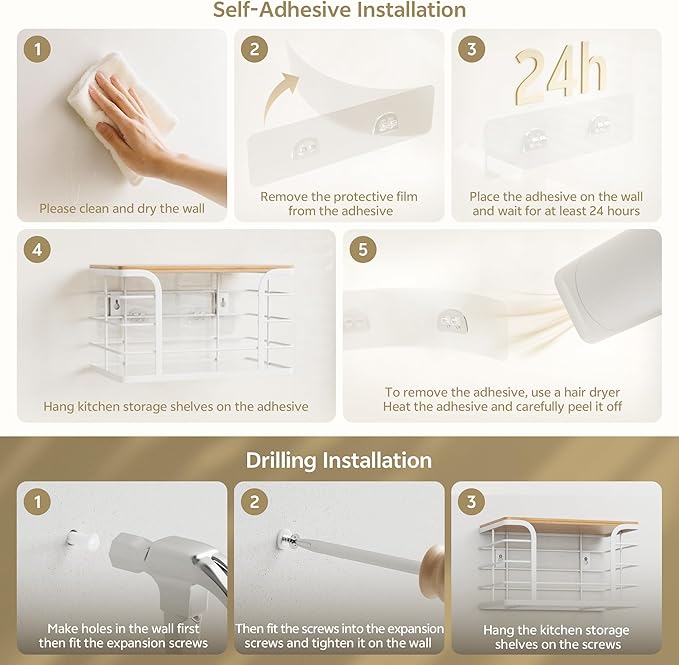 2 Pack Pantry organizers and Storage,Kitchen Organization with Bamboo Top,Stackable Kitchen Pantry bin for Onion,Potato,Fruits,Produce,Vegetable,White