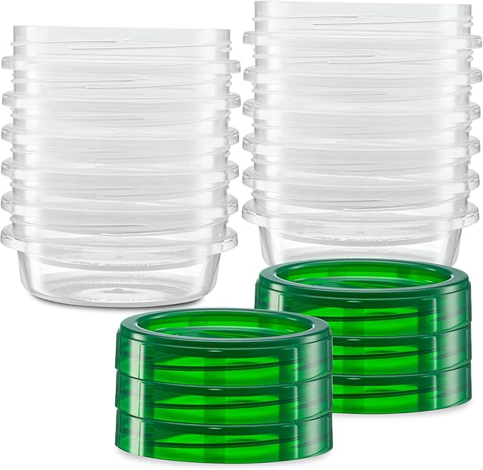 (8 Ounce 10 Pack) Twist cap Containers Clear Bottom With Green Top Screw on Lids Twist Top Food Storage Freezer Containers