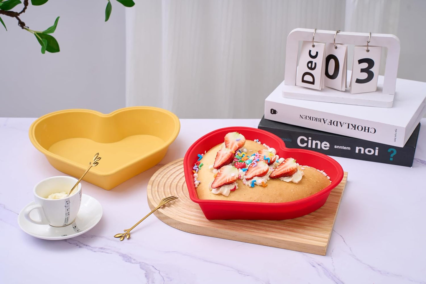 Silicone Heart Shaped Cake Pans 10 Inch 2 Pack