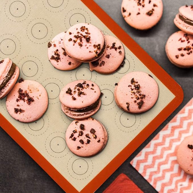 Silicone Baking Mats Set of 4, Non Stick Reusable Silicone Liners for 11" x17" Half Sheet and 8" x 12" Quarter Sheet for Baking Macaron/Cookie/Bread/Pastry