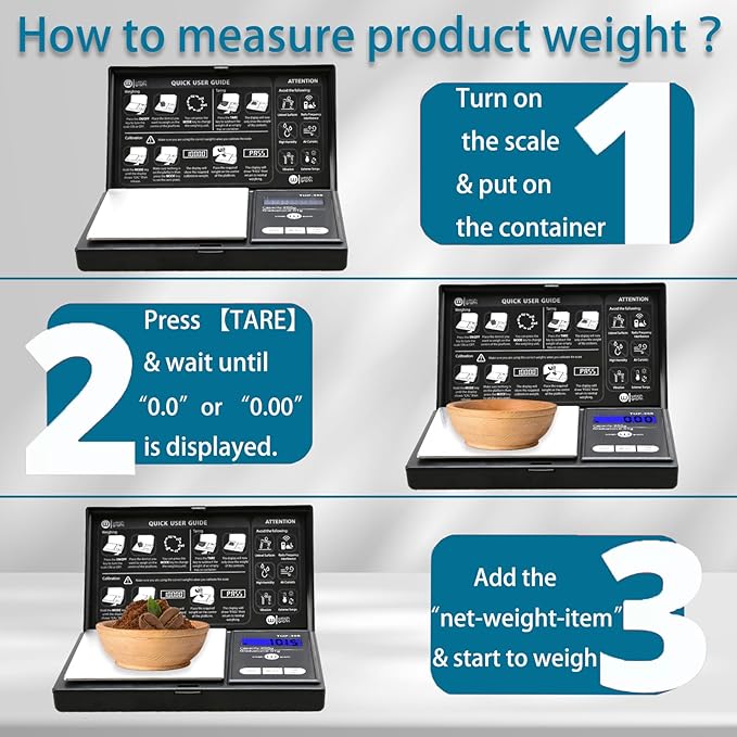 Weigh Gram 200g Digital Pocket Gram Scale 0.01g Accuracy, 200g x 0.01g Mini Digital Grams Scale, Small Food Scale, Jewelry Scale, Ounces Grains Scale With100g Calibration Weight