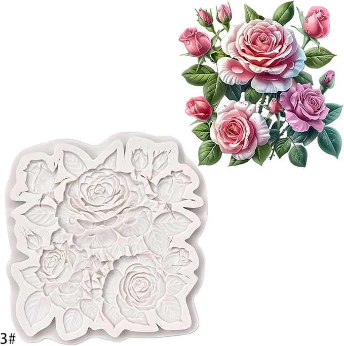 (Four-piece set) leaf flowers, floral, rose flowers, DIY silicone mold, cake chocolate mold wedding cake decoration tool soft cake mold