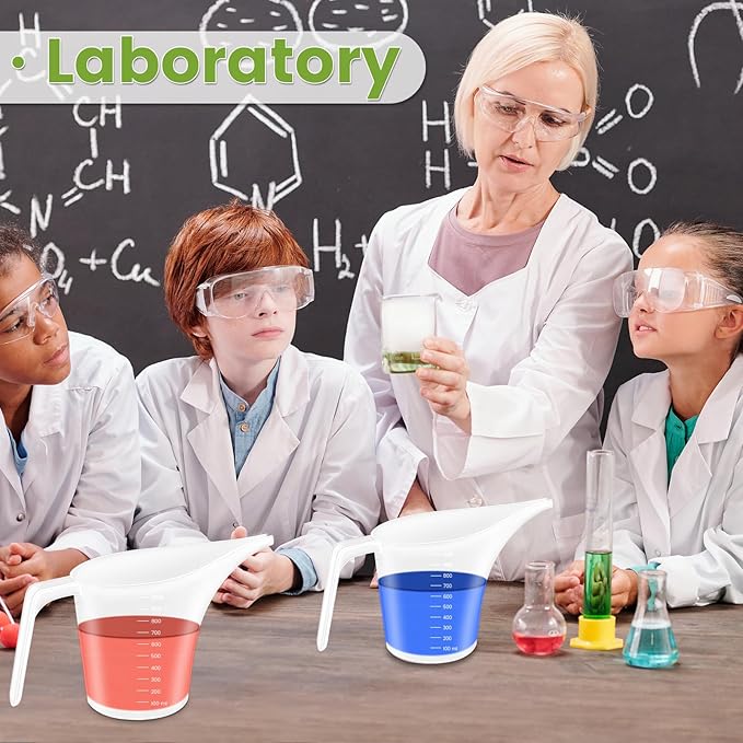 4 Pack Plastic Funnel Pitcher,Measuring Cup with Long Spout,Large Capacity Easy Pour Cup,Perfect for Bakeware Mold,Oils,Watering Plants(1000ml)